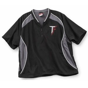 Alleson Athletic Men XL Black Grey Quarter Zip Dugout Baseball Pullover Cage Jkt